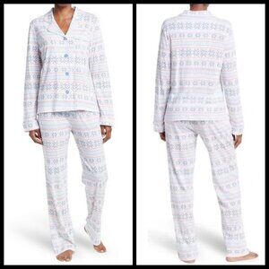 💕PJ SALVAGE💕 Long Sleeve Top & Pants 2-Piece Pajama Set Fair Isle Print L NWT